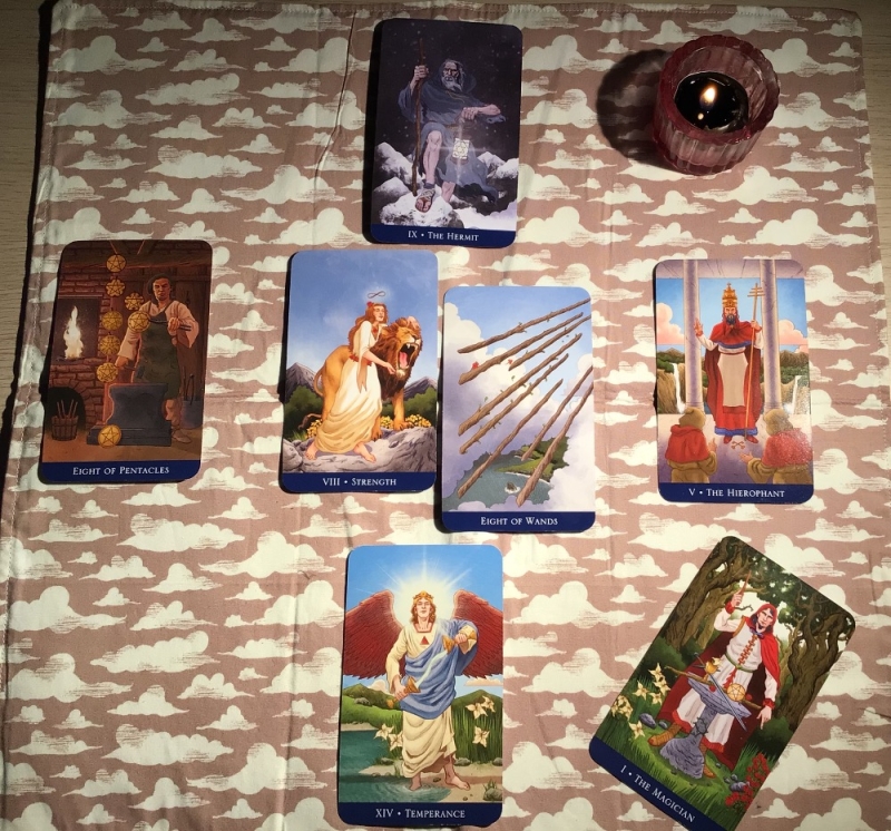 Panoramic photograph spread - tarot reading by m-c