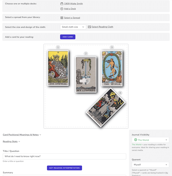 ai tarot reading: record the reading